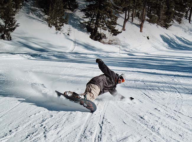 Snowboarding at A-Lodge in Boulder, Colorado
